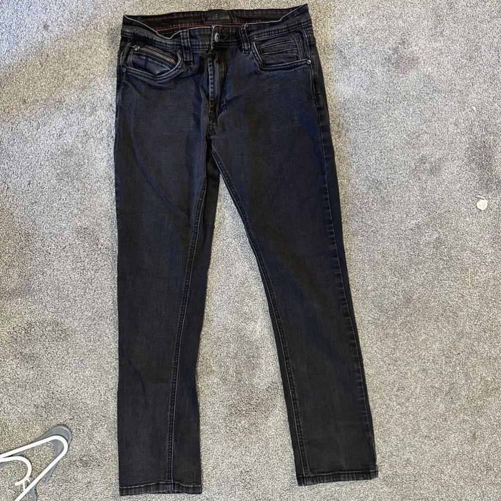 Steve's Jeans Men's Slim Fit Black Jeans Size 32 X 30 | Front Zipper Coin Pocket
